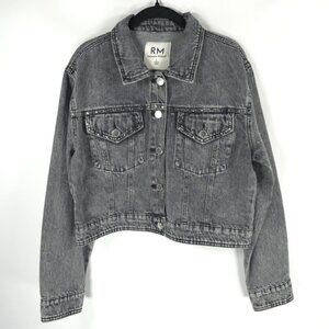NWOT REBECCA MINKOFF Studded Jean Jacket Pockets Black‎ Grey LARGE & XL